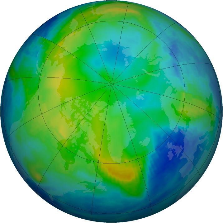 Arctic ozone map for 22 November 1992